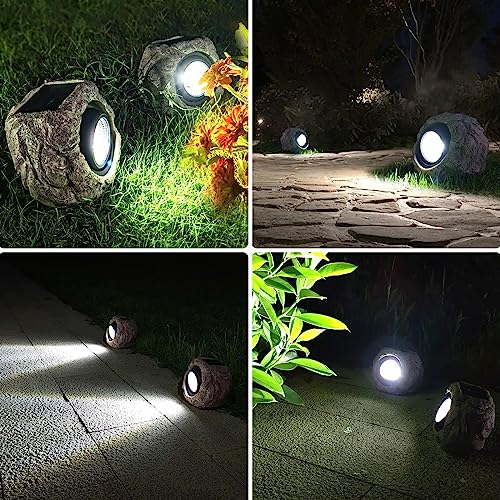 Timeflies Solar Rock Lights, 2 Pack Outdoor Decorative Garden Spot Lights for Pathway, Walkway, Yard, Landscape, Patio(Cool White)