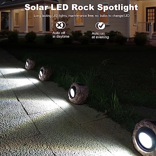 Timeflies Solar Rock Lights, 2 Pack Outdoor Decorative Garden Spot Lights for Pathway, Walkway, Yard, Landscape, Patio(Cool White)