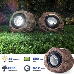 Timeflies Solar Rock Lights, 2 Pack Outdoor Decorative Garden Spot Lights for Pathway, Walkway, Yard, Landscape, Patio(Cool White)