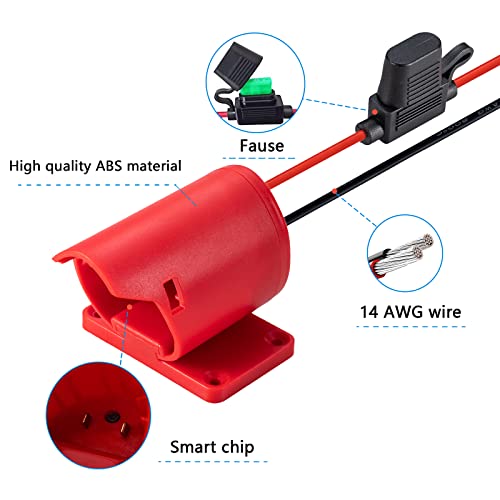 Power Wheel Adapter for Milwaukee M12 12V Battery with Fuse & Wire terminals, Power Connector 14 Gauge Robotic for Rc Car, Robotics, Rc Truck,DIY use, Work for Milwaukee M12 48-11-2420 48-11-2411