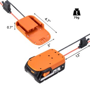 Power Wheel Adapter for Ridgid AEG 18V Hyper li-ion Battery with Fuse & Wire terminals, Power Connector for Rc Car, 14 Gauge Robotics, Rc Truck, DIY use, Work for Rigid L1815R B1820R L1830R Battery