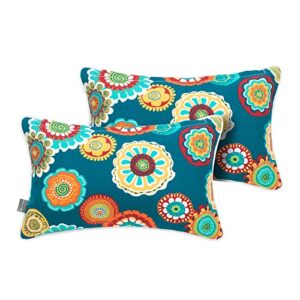 Magpie Fabrics Outdoor Waterproof Lumbar Pillow with Insert 2 Set(12"x19", Heronsbill Green)