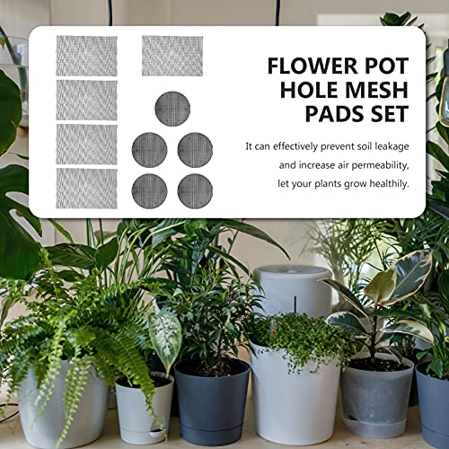 Happyyami 10Pcs Flower Pot Bottom mesh Flower Pot Drainage Screen Bottom Grid Mat Anti- Breathable Gasket Breathable Drainage Gasket Plastic Plant Mesh Pot Hole Leakproof Soil Potholder or