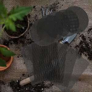 Happyyami 10Pcs Flower Pot Bottom mesh Flower Pot Drainage Screen Bottom Grid Mat Anti- Breathable Gasket Breathable Drainage Gasket Plastic Plant Mesh Pot Hole Leakproof Soil Potholder or