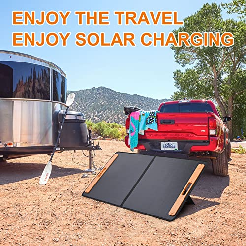 100W 18V Portable Solar Panel for Power Station, 100 watt Solar Charger with USB QC 3.0 Typc C Output + 10A MPPT Charge Controller to Charge 12V Batteries for RV Camping Travel Outdoor Backup