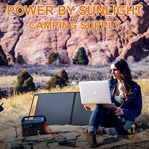 100W 18V Portable Solar Panel for Power Station, 100 watt Solar Charger with USB QC 3.0 Typc C Output + 10A MPPT Charge Controller to Charge 12V Batteries for RV Camping Travel Outdoor Backup