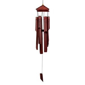 bamboo wind chimes, 41" outdoor wood wooden wind chimes with melody deep tone, classic zen garden décor for patio and home, dark brown finish and natural sound ideal for enhancing any outdoor space