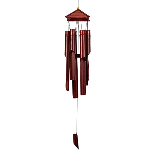 Bamboo Wind Chimes, 41" Outdoor Wood Wooden Wind Chimes with Melody Deep Tone, Classic Zen Garden Décor for Patio and Home, Dark Brown Finish and Natural Sound Ideal for Enhancing Any Outdoor Space