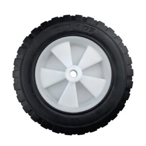kuanmin 2 pcs dolly wheels, 8 inch solid rubber wheels, 8'' x 1.75'' solid replacement dolly wheels with ridges, pack of 2 lawn mower wheels