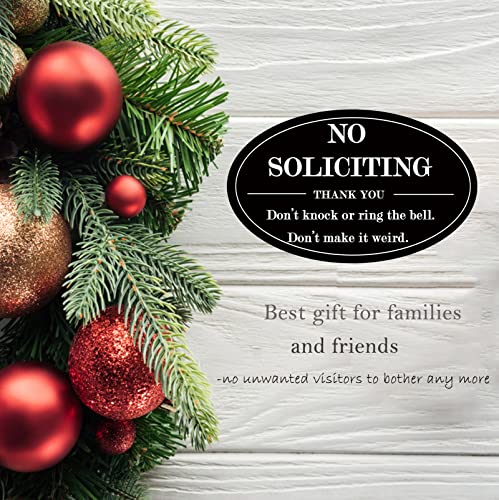 No Soliciting Signs for House, 2pack No soliciting Sign for Home- Printing on Wood, Self adhesive sticker at back, ideal for Front door, window, house,home, office. Black