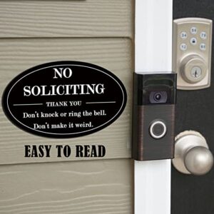 No Soliciting Signs for House, 2pack No soliciting Sign for Home- Printing on Wood, Self adhesive sticker at back, ideal for Front door, window, house,home, office. Black