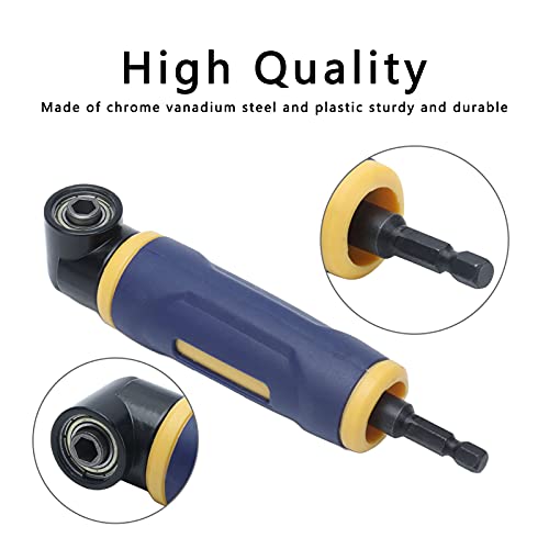 Right Angle Drill Adaptor, Right Angle Drill Attachment 90 Degree Yellow Blue Drills Attachment Extension Driver Used with Electric Drill for 1/4in Standard Hex Shank Drill Bits