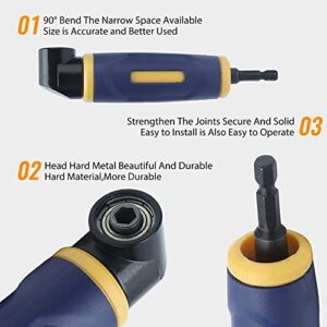 Right Angle Drill Adaptor, Right Angle Drill Attachment 90 Degree Yellow Blue Drills Attachment Extension Driver Used with Electric Drill for 1/4in Standard Hex Shank Drill Bits