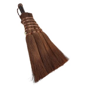 hemoton hand broom soft natural palm bristles small whisk broom desk cleaning brush for indoor outdoor (light brown)