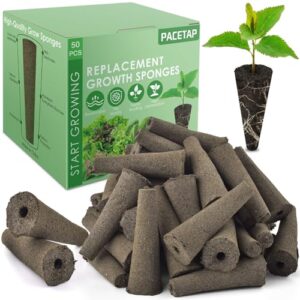 pacetap 50 pack grow sponges, seed pods replacement root growth sponges compatible with aerogarden, seedling starter sponges kit refill grow sponge for hydroponic indoor garden system