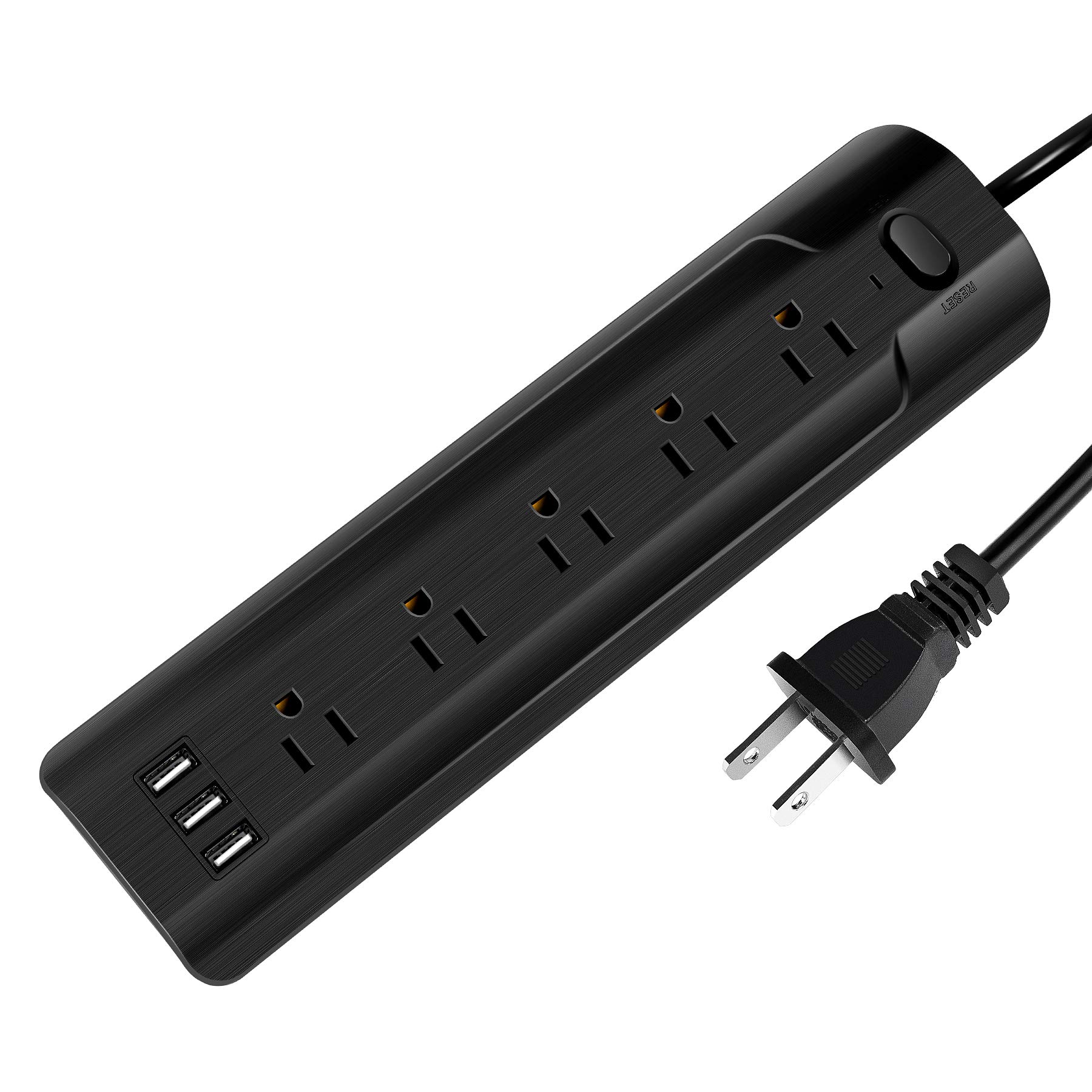 Power Strip 2 Prong , 2 Prong to 3 Prong 5-Outlet Adapter with 3 USB Ports 6.6 Ft Extension Cord, Outlet USB Charger Multi Port, 5V 3.4A USB, Ideal for Non-Grounded Outlets