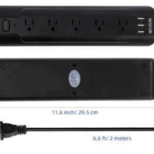 Power Strip 2 Prong , 2 Prong to 3 Prong 5-Outlet Adapter with 3 USB Ports 6.6 Ft Extension Cord, Outlet USB Charger Multi Port, 5V 3.4A USB, Ideal for Non-Grounded Outlets