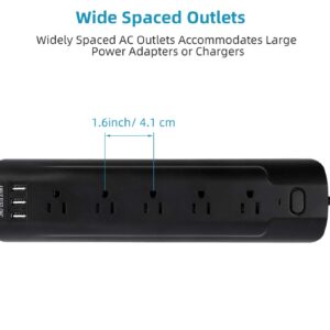 Power Strip 2 Prong , 2 Prong to 3 Prong 5-Outlet Adapter with 3 USB Ports 6.6 Ft Extension Cord, Outlet USB Charger Multi Port, 5V 3.4A USB, Ideal for Non-Grounded Outlets