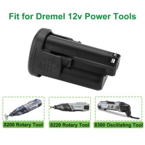 Hanaix 2 Pack 12V 3.0Ah Battery for Dremel B812-01 B812-02 B812-03 Compatible with 8200 8220 8300 Rotary Oscillating Cordless Tools Dremel 12V Battery Li-ion