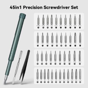 KBCSUN Small Screwdriver Set, 45 in 1 Magnetic Mini Screwdriver Set with Case, Bearing Steel Multi Screw Driver Bit Set Repair Tool Kit, Precision Pocket Screwdriver for Glasses, PC, Watch, Electronic