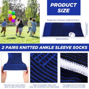Lewtemi 4 Pairs Kids Ankle Brace includes 2 Pairs Foot Brace Supports Ankle Protector Wraps and 2 Pairs Knitted Ankle Sleeve Socks Kids Compression Socks for Sports Protection Joint Ankle Sprain