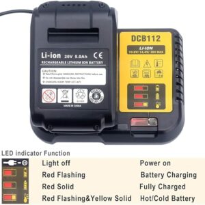 DCB112 Replacement Battery Charger for 20V Charger DCB101 DCB105 DCB115 DCB107,Compatible with 12V&20V/60V MAX Lithium-Ion Batteries DCB206 DCB204 DCB230 DCB240 DCB120 DCB126 DCB612 DCB609 DCB606