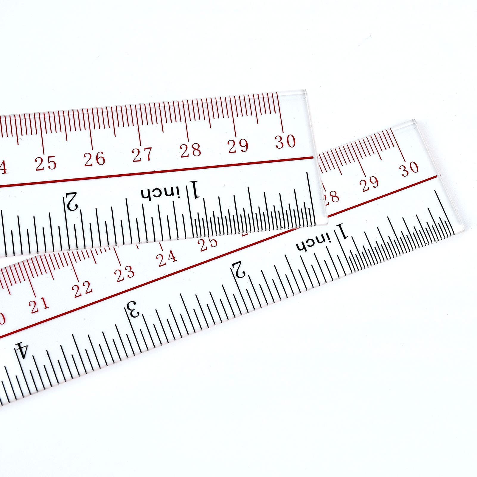 4 PCS Ruler 12 Inch, Ultra Clear Plastic Rulers, Transparent Acrylic Ruler with Inches and Centimeters, Professional 12 Inch Ruler for School, Sewing, Office, Rulers for Kids