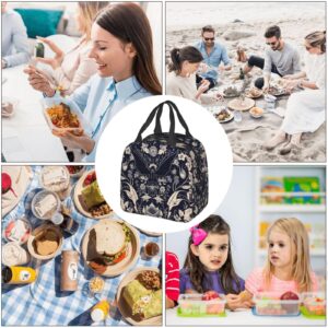 Bihoa Bat Flower Cute Lunch Bag for Kids Girls Boy Reusable Lunch Box Waterproof Thermal School Tote Bag Lunch Container Cooler Bag Women Men