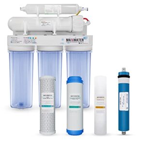 max water 5 stage 100 gpd (gallon per day) ro (reverse osmosis) standard water filtration system for heavy duty - under-sink/wall mount - model: ro-5c2