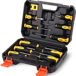 HORUSDY 11-piece Magnetic Screwdriver Set with Case, 5 Phillips & 5 Flat Head Tips with Magnetizer demagnetizer Precision Screwdriver Set