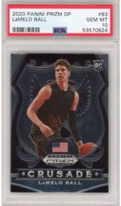 graded 2020-21 panini prizm lamelo ball #83 crusade rookie rc basketball card psa 10 gem mint