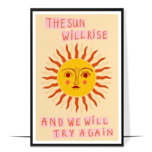 loluis inspirational wall art mental health positive quote, therapist social worker office decor, the sun will rise ​poster, unframed (11x17 inch)