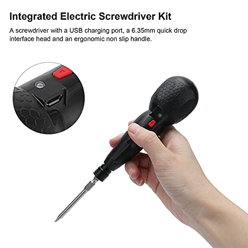 WALFRONT Mini Electric Screwdriver Cordless Integrated USB Rechargeable Power Screwdrivers Portable Automatic Home Repair Tool Support CW CCW with LED Light 10W 280RPM 3.6VDC