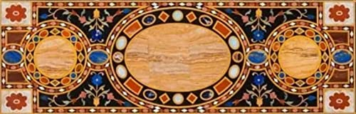 Pietra Dura Black Marble Inlay Rectangular 48" x 24" Inch Coffee Table Top, Stone Inlaid Top for Wall Decor, Breakfast Table Top, Living Room Furniture, Piece Of Conversation, Family HeirLoom