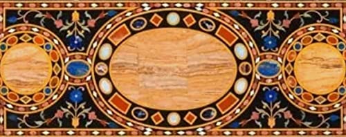 Pietra Dura Black Marble Inlay Rectangular 48" x 24" Inch Coffee Table Top, Stone Inlaid Top for Wall Decor, Breakfast Table Top, Living Room Furniture, Piece Of Conversation, Family HeirLoom