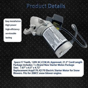 Risetosun JQ170 Replacement Motor Starter Compatible with MTD Cub Ca-det Snowblower Snow Thrower 951-10645,951-10645A,951-10645B,751-10645,751-10645A