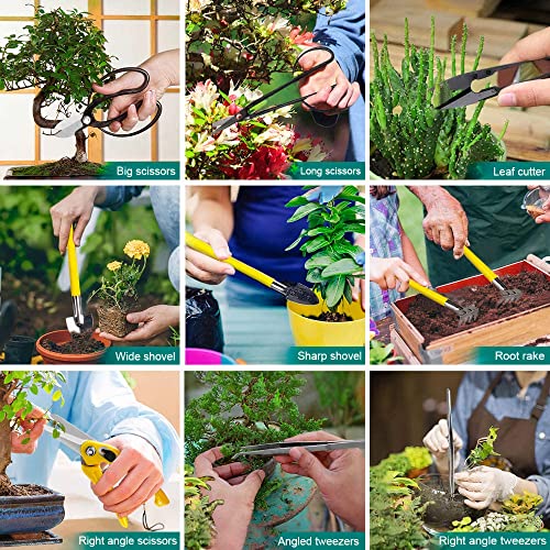 Phoenicus Bonsai Tools Set 13 Pcs High Carbon Steel Succulent Gardening Trimming Tools Set, Bonsai Scissors Set, yellow