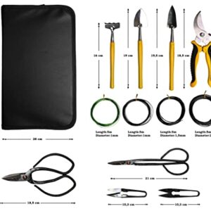 Phoenicus Bonsai Tools Set 13 Pcs High Carbon Steel Succulent Gardening Trimming Tools Set, Bonsai Scissors Set, yellow