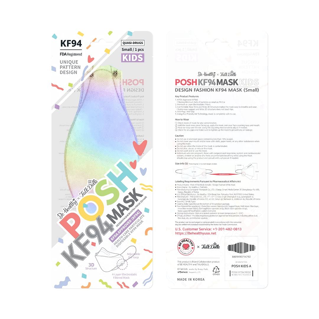 Be Healthy [Pack of 10] Posh KF94 Kids Mask - Little Dreamers (KA20) (MADE IN KOREA), Multicolor