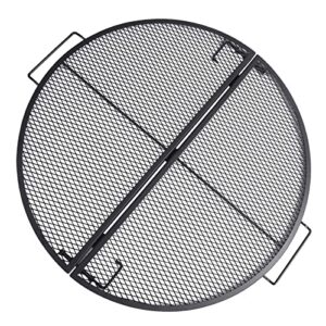 lineslife x-marks fire pit cooking grill grates portable, heavy duty folding round campfire grill grate, firepit grill grate with handles for outdoor bbq picnic, black 36 inch
