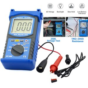 Digital Insulation Resistance Tester, RQ-6688F Voltage Tester 250/500/ 1000/ 2500V, Auto Range Megohmmeter 1MΩ~20GΩ, Resistance Tester with 1999 Count LCD Display, Data Hold, Back-Light （Battery）