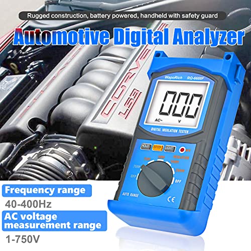 Digital Insulation Resistance Tester, RQ-6688F Voltage Tester 250/500/ 1000/ 2500V, Auto Range Megohmmeter 1MΩ~20GΩ, Resistance Tester with 1999 Count LCD Display, Data Hold, Back-Light （Battery）