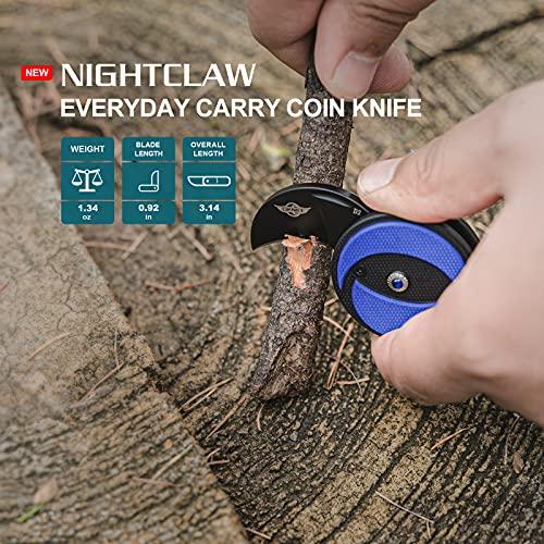 OKNIFE Nightclaw Mini Keychain EDC Folding Pocket Knife, D2 Hawkbill Blade and G10 Handle, for Outdoor, Survival, Camping and Gift (Blue)