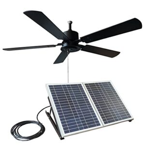 MANANASUN Outdoor 52" solar ceiling fan with wooden blades total 40W solar panel for porches, patios, gazebos, breezeways