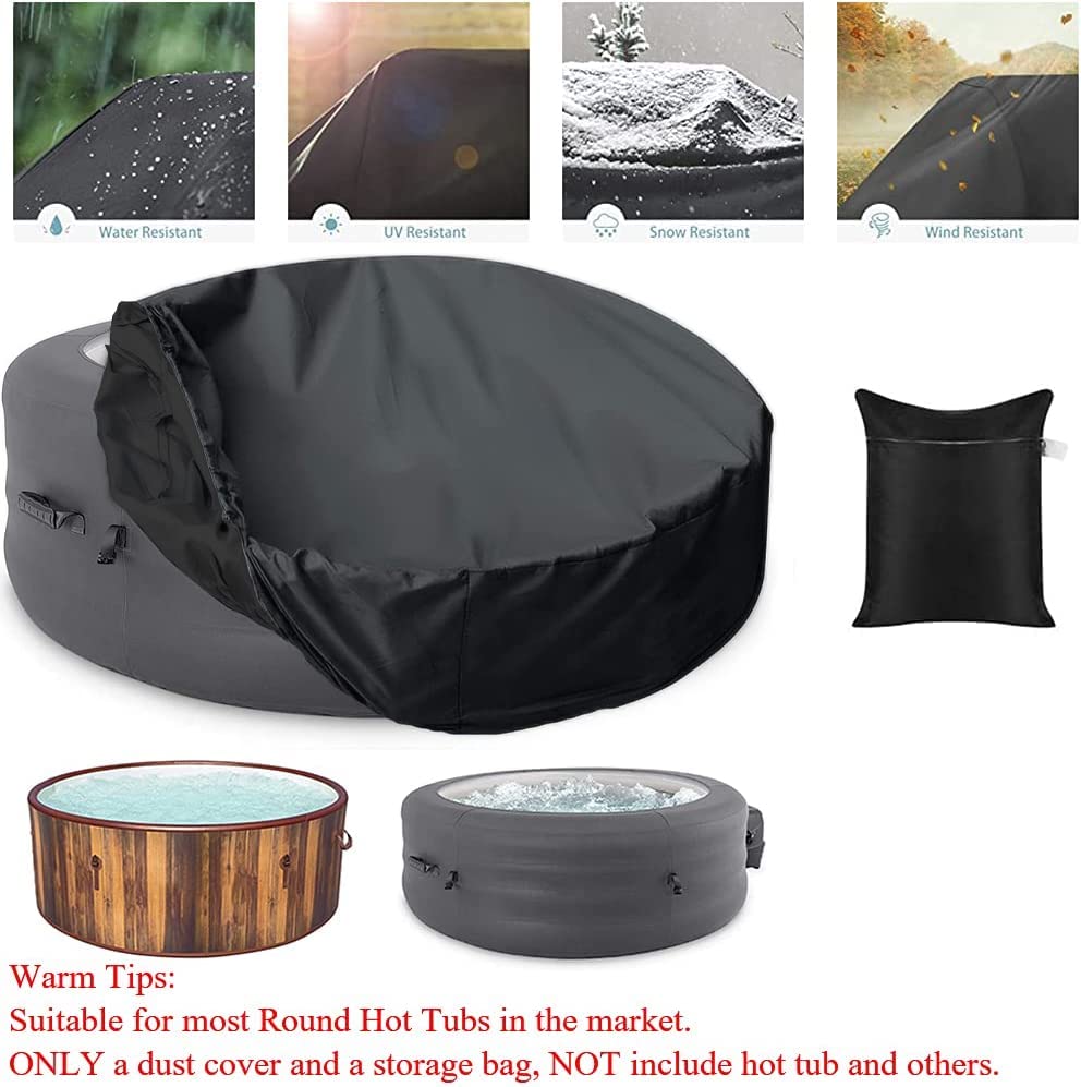 UCARE Hot Tub Cover Waterproof Outdoor Portable Round Inflatable Hot Tub Spa Cover Protector Bathtub Pool Garden Furniture Dust Covers (91×43in/ 230×110cm)