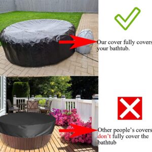 UCARE Hot Tub Cover Waterproof Outdoor Portable Round Inflatable Hot Tub Spa Cover Protector Bathtub Pool Garden Furniture Dust Covers (91×43in/ 230×110cm)