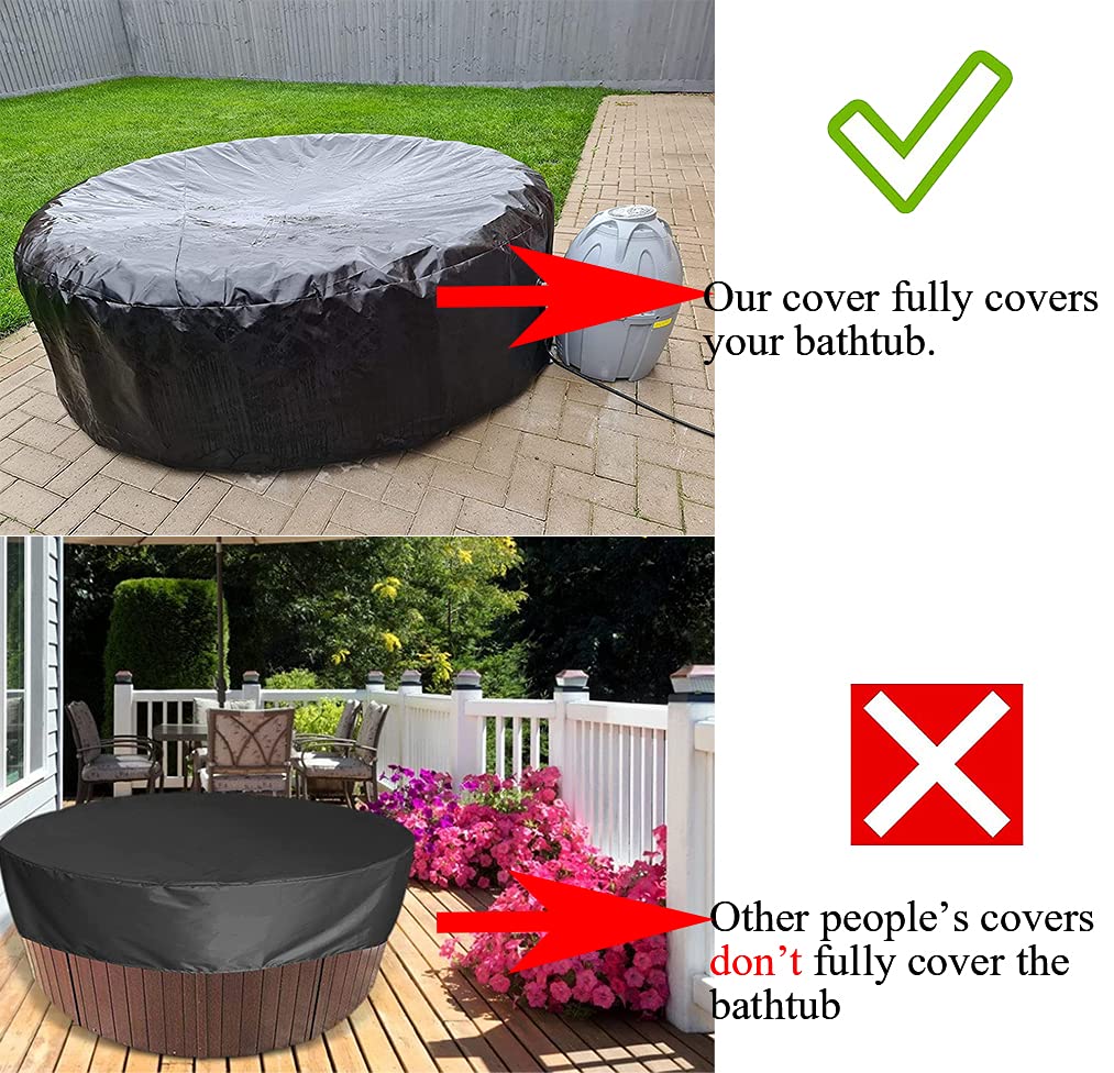 UCARE Hot Tub Cover Waterproof Outdoor Portable Round Inflatable Hot Tub Spa Cover Protector Bathtub Pool Garden Furniture Dust Covers (91×43in/ 230×110cm)