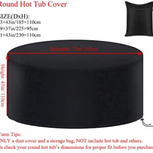 UCARE Hot Tub Cover Waterproof Outdoor Portable Round Inflatable Hot Tub Spa Cover Protector Bathtub Pool Garden Furniture Dust Covers (91×43in/ 230×110cm)