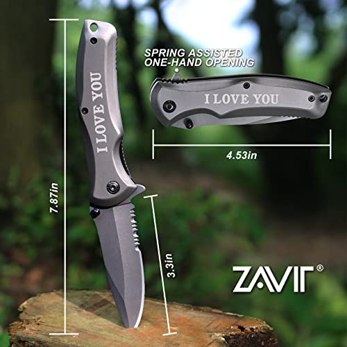 ZAVIT Gifts for Him Husband Men Dad,I LOVE YOU Pocket Knife,Anniversary Birthday Gifts Ideas,Christmas Stocking Stuffers Gifts for Men,Valentines Day Gifts for Boyfriend,Fathers Day Him Unique Gifts