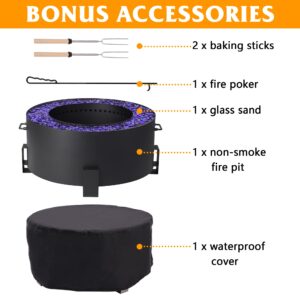 Grepatio Smokeless Fire Pit, 27IN Outdoor Smokeless Firepit Stove Bonfire Firepit for Outside, Wood Burning Firebowl for Backyard(Black)